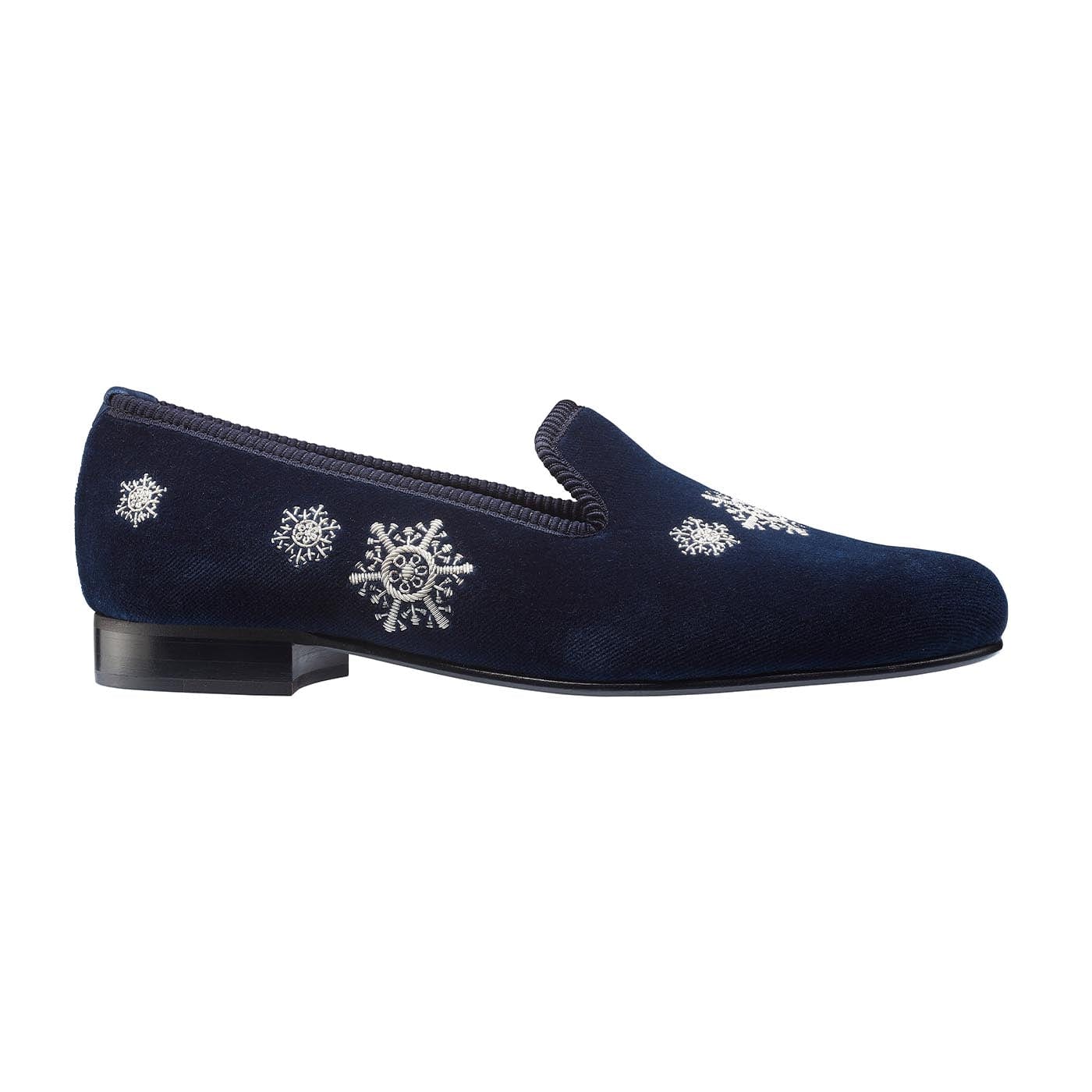 Snowflakes Navy Velvet - Image 3